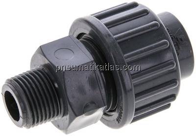 Klebe-/Gewindeverschraubung, PVC-U/ EPDM, 16mmxG 3/8" AG