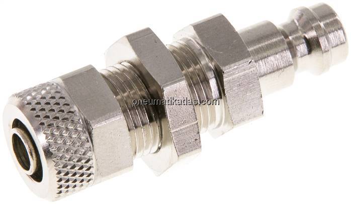 Schott-Kupplungsstecker (NW5) 8x6mm Schlauch, Messing vernickelt