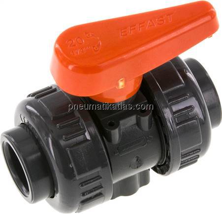Klebemuffen-Kugelhahn, PVC-U / EPDM, 20mm (Industrieausf.)