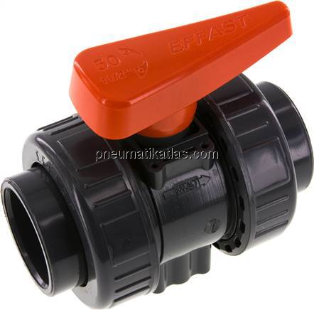 Klebemuffen-Kugelhahn, PVC-U / EPDM, 50mm (Industrieausf.)