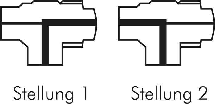 Zeichnung: 3-Wege Kugelhahn, mit Befestigungsgewin
