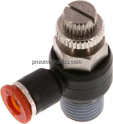 Winkel-Drosselrückschlagventil R 1/4"-6mm,zuluftregelnd