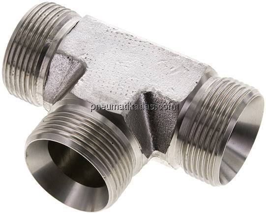 T-Stück, 60°Konus G 1-1/4"-G 1-1/4"-G 1-1/4" (AG), V4A