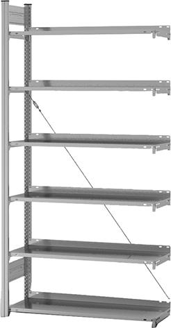 Anbauregal zerlegt HZA 20310 EX, 6 Böden 2000x300x1000mm verzinkt