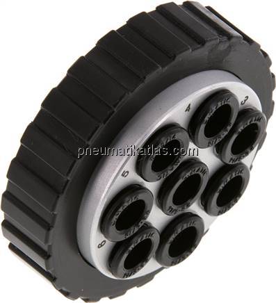 Mehrfachkupplung 8x 8mm Schl.,Stecker, rund