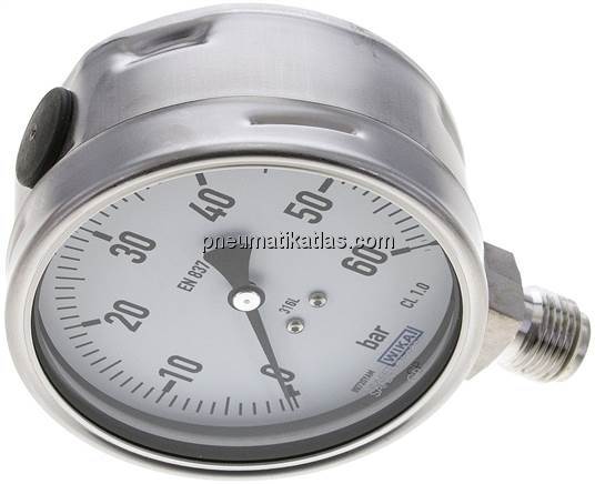 Chemie-Manometer senkrecht, 100mm, 0 - 60 bar