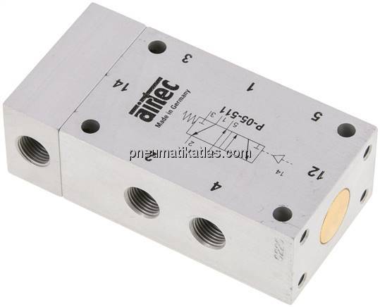 5/2-Wege Pneumatikventil G 1/8", Feder, Standard