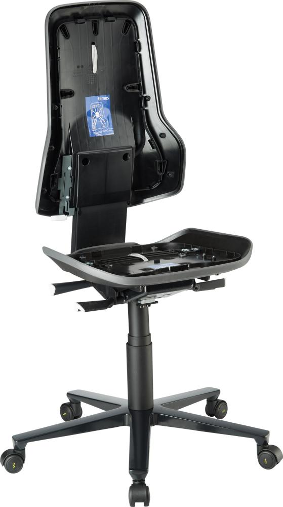 Bimos Arbeitsstuhl ESD Neon 2, grau Sitzhöhe 450-620 mm mit Rollen, ohne Polster