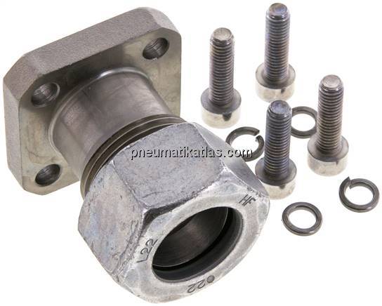 Gerade Flanschverschraubung Pumpenflansch LK 40, 22 L (M30x2)