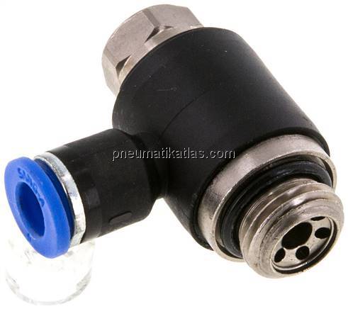 Winkel-Drosselrückschlagventil G 1/4"-6mm,abluftregelnd