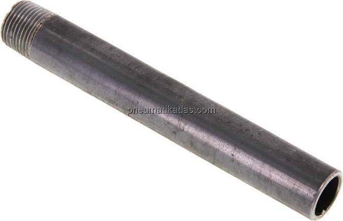 Anschweißnippel R 3/8"-120mm-17,2mm, ST 37, Stahl schwarz