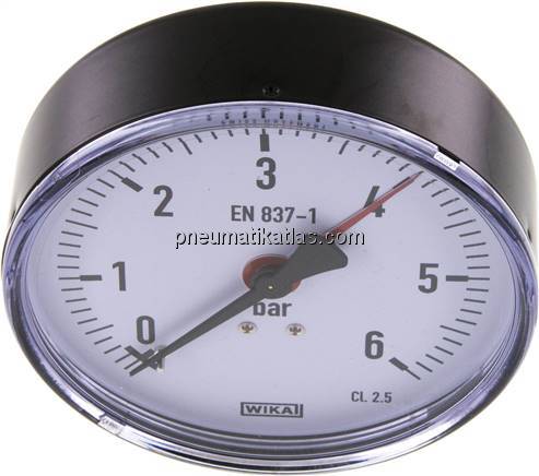 Manometer waagerecht, 100mm, 0 - 6 bar