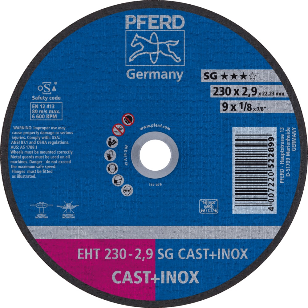 Trennscheiben EHT 230-2,9 SG CAST+INOX