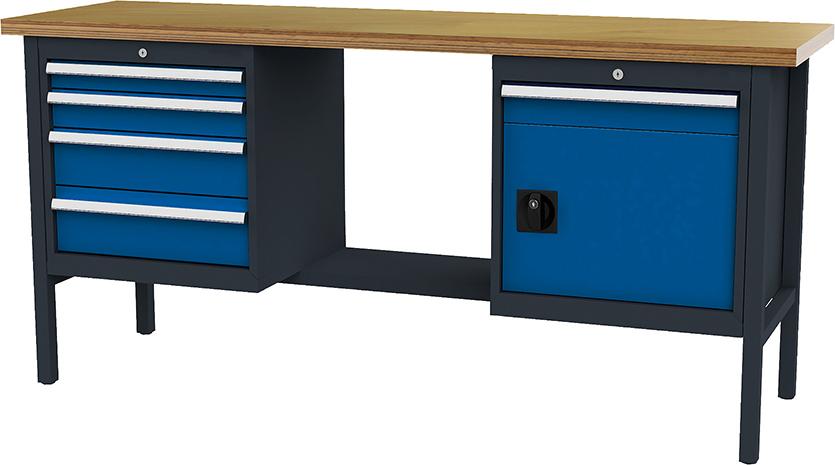 Artikelhauptbild Kastenwerkbank B2000mm 5Schubl.1Tür RAL7016/5010