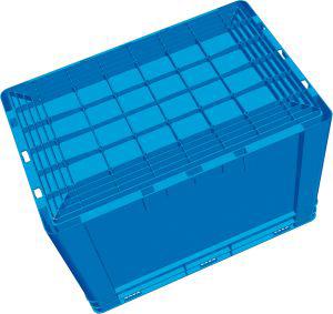 Sichtlagerkasten blau B400xT600xH270 mm Auflast 600kg mit Griffloch LA-KA-PE