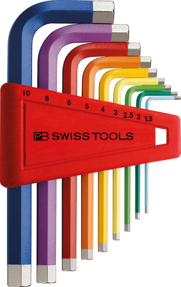 Winkelschraubendreher- Satz im Kunststoffhalter 9-teilig 1,5-10mm Rainbow PB Swiss Tools
