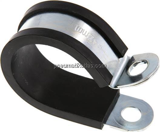 Gummiprofilierte Rohrschelle 42mm, DIN 3016-1