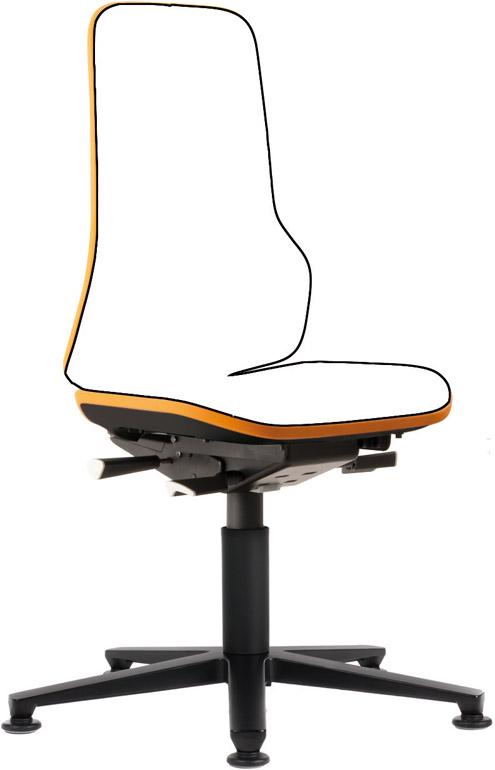 Bimos Arbeitsstuhl Neon orange,ohne Polster Sitzhöhe 450-620 mm mit Gleiter