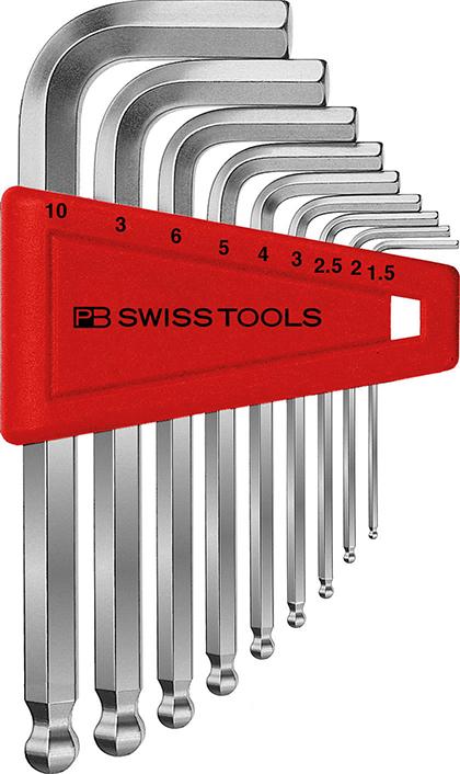 Winkelschraubendreher- Satz im Kunststoffhalter 9-teilig 1,5-10mm Kugelkopf PB Swiss Tools