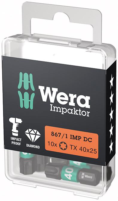 Bit Impaktor 1/4" DIN 3126 C6,3 T40x25mm 10er Pack Wera Bit Impaktor 1/4" DIN 3126 C6,3 T40x25mm 10er Pack Wera