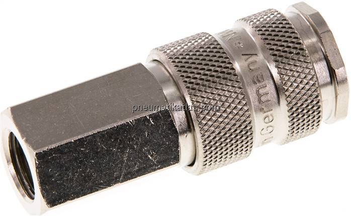 Kupplungsdose (NW7,2) G 1/4"(IG), Stahl gehärtet, vernickelt / Messing vernickel
