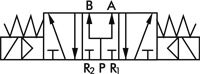 Schaltsymbol: 5/3-Wege Magnetventil (Mittelstellun