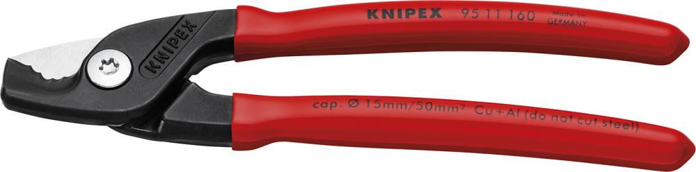 Kabelschere mit Kunststoff-Griffen 160mm schlanke Kopfform KNIPEX