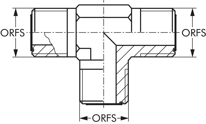 Zeichnung: ORFS-T-Verschraubung