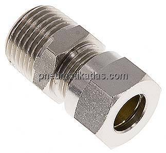 Gerade Schneidringverschr. 12 L (M18x1,5)-R 1/2", Messing vernickelt Gerade Schneidringverschr. 12 L (M18x1,5)-R 1/2", Messing vernickelt