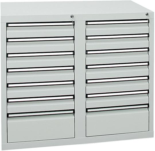Schubladenschrank 14 SLR 900x1000x500 mm grau stumpf