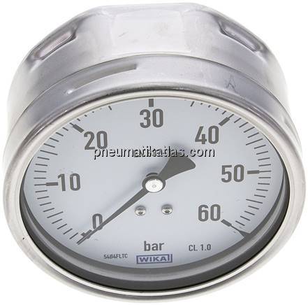 Manometer waagerecht (CrNi/Ms), 100mm, 0 - 60 bar
