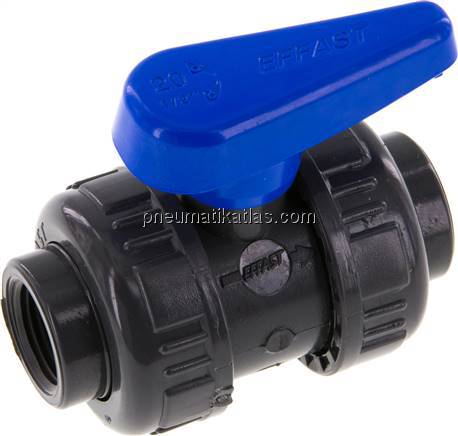Kugelhahn, PVC-U / EPDM, Rp 1/2" (Wasserausführung)
