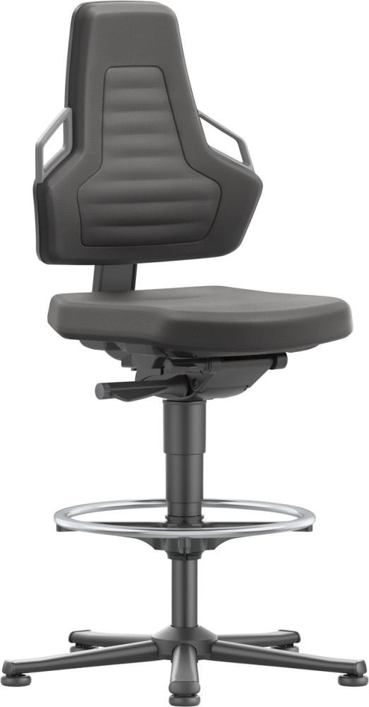 Bimos Arbeitsstuhl Nexxit 3 Griff grau Sitzhöhe 570-820 mm Supertec schwarz,Fußring