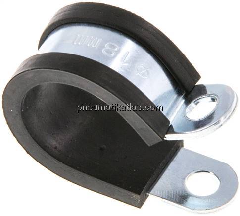 Gummiprofilierte Rohrschelle 18mm, DIN 3016-1