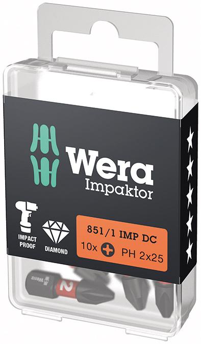 Bit Impaktor 1/4" DIN 3126 C6,3 PH2x25mm 10er Pack Wera Bit Impaktor 1/4" DIN 3126 C6,3 PH2x25mm 10er Pack Wera