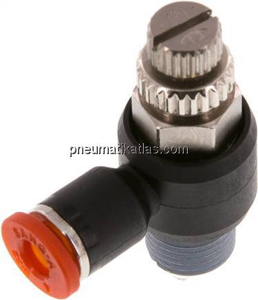 Winkel-Drosselrückschlagventil R 1/8"-4mm,zuluftregelnd