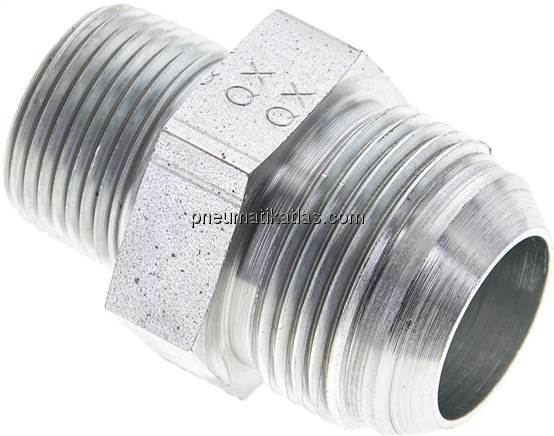 Doppelnippel NPT 3/4"-UN 1-5/16"-12(JIC), Stahl verzinkt