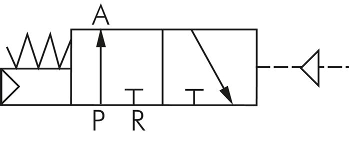Schaltsymbol: 3/2-Wege Pneumatikventil, Grundstell