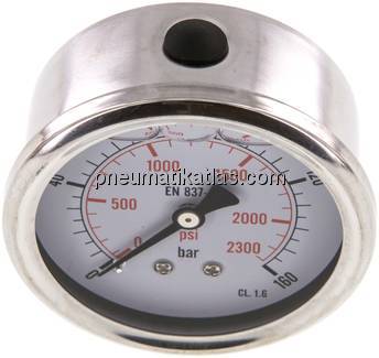 Glycerin-Manometer waagerecht (CrNi/Ms),63mm, 0 - 160bar