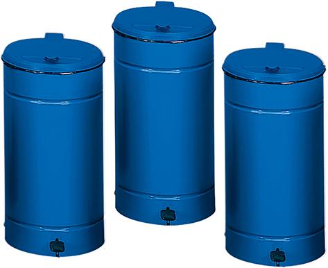 Abfallbehälter m.Pedal H700 mm D450 mm blau