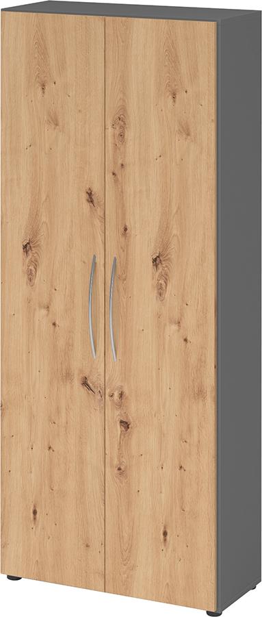 Schrank 4100 BM, 5 OH K: Graphit / F: Asteiche 80x34,6x188 cm (BxTxH)