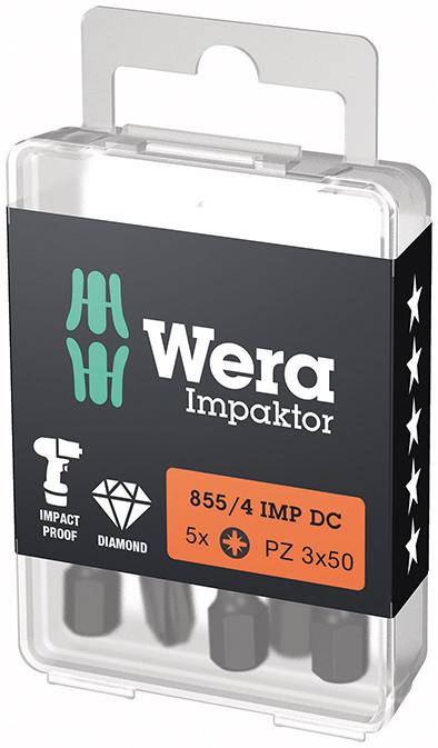 Bit Impaktor 1/4" DIN 3126 E6,3 PZ3x50mm 5er Pack Wera