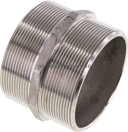 Doppelnippel, G 3"-G 3", flach dichtend, 1.4408