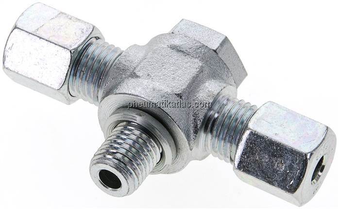 T-Schwenkverschraubung M 12x1,5-6 S (M14x1,5), Stahl verzinkt