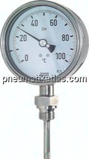 Bimetallthermometer, senkrecht D63/0 bis +80°C/63mm