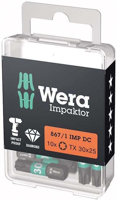 Bit Impaktor 1/4" DIN 3126 C6,3 T30x25mm 10er Pack Wera Bit Impaktor 1/4" DIN 3126 C6,3 T30x25mm 10er Pack Wera
