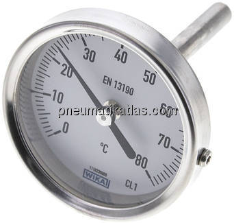 Bimetallthermometer, waagerecht D63/0 bis +80°C/63mm