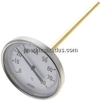 Bimetallthermometer, waagerecht D100/0 bis +80°C/200mm