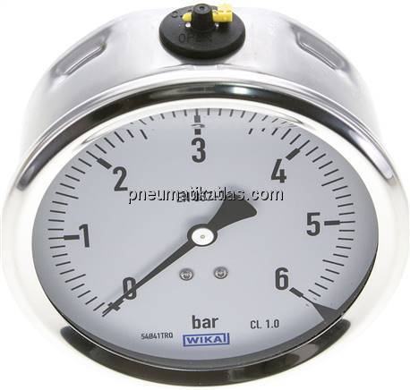 Glycerin-Manometer waagerecht (CrNi/Ms),100mm, 0 - 6bar