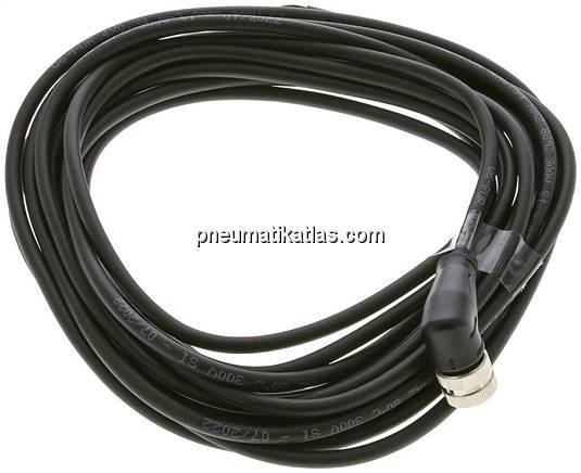Kabel mit M12-Kupplung, 5 m, abgewinkelt, 4 lose Kabelenden (Pin 1 bis 4)